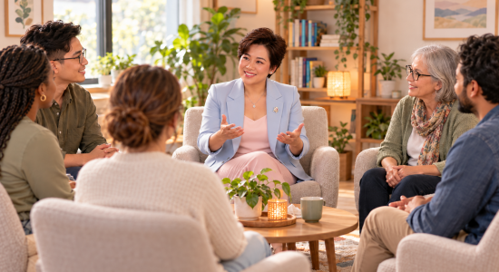 Illustrative image of group clinical supervision facilitated by Phuong Tran